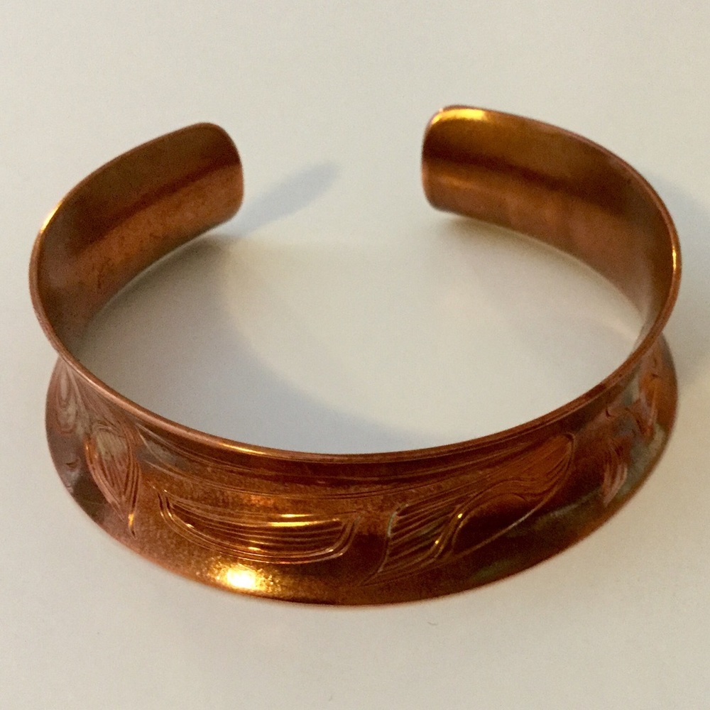 Copper Native Alaskan Raven Bracelet Cuff